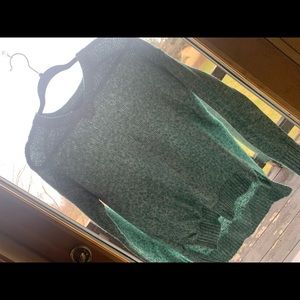 Green and white knit sweater